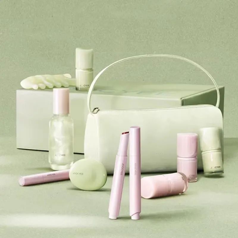 Joocyee primavera roaming tudo em caixa de presente brilho labial sólido multi uso boca gelada batom vermelho perfume creme fragrância névoa presente