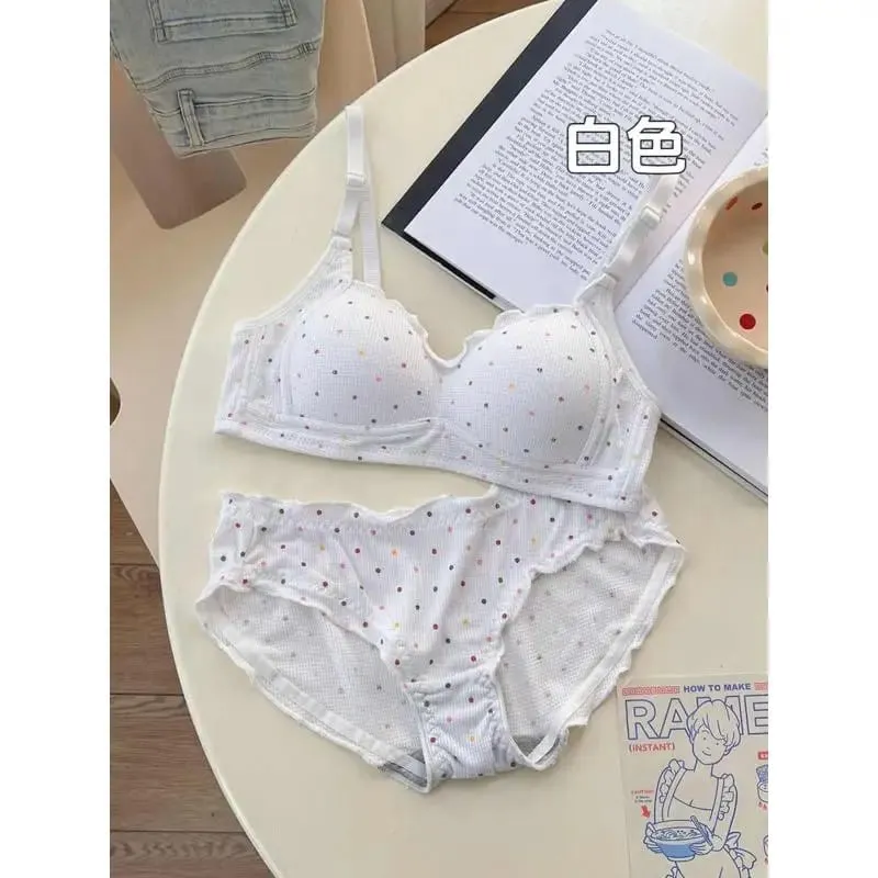 MOYISU – soutien-gorge sans fil blanc à pois, pour adolescents, soutien-gorge Push Up, rétraction du buste, ensemble de Bralette Non rembourré, petite poitrine, Anti-affaissement