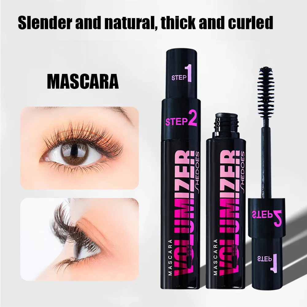 Mascara Long et épais 2 en 1, brosse en Gel de silice, Volume allongé, imperméable, durable, cosmétiques de beauté pour les yeux — image 2
