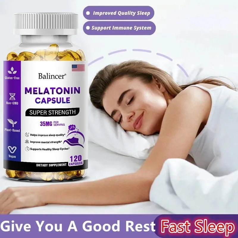 Enthält 35 mg Melatonin-Kapseln – Verbessert Schlaflosigkeit, fördert Schlafqualität und Wachsamkeit und hilft beim tiefen Schlaf. 120 Kapseln — image 5