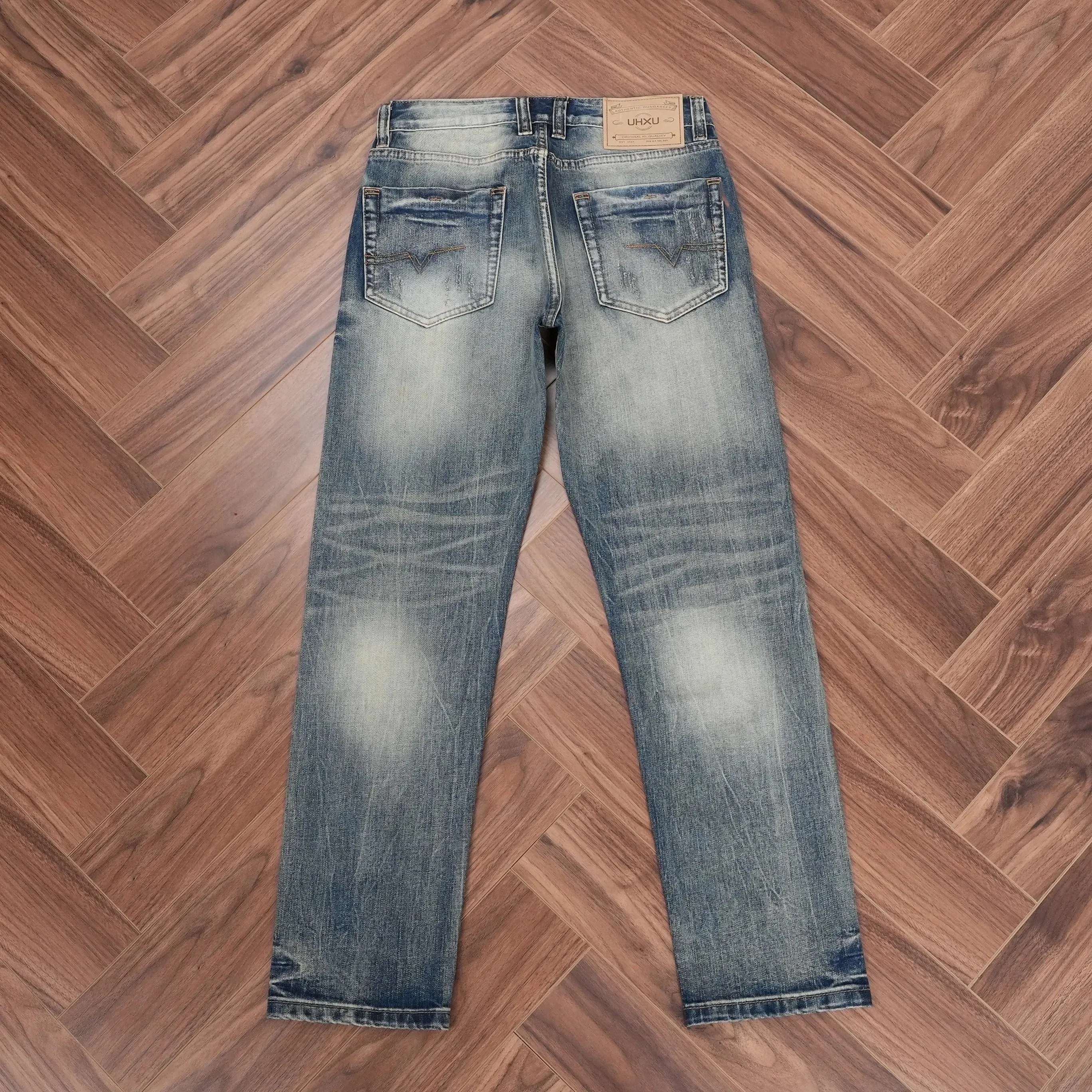 Jean en Denim droit délavé Vintage pour hommes, pantalon de Style rétro américain, Look usé, tendance, printemps-automne 2026 — image 2