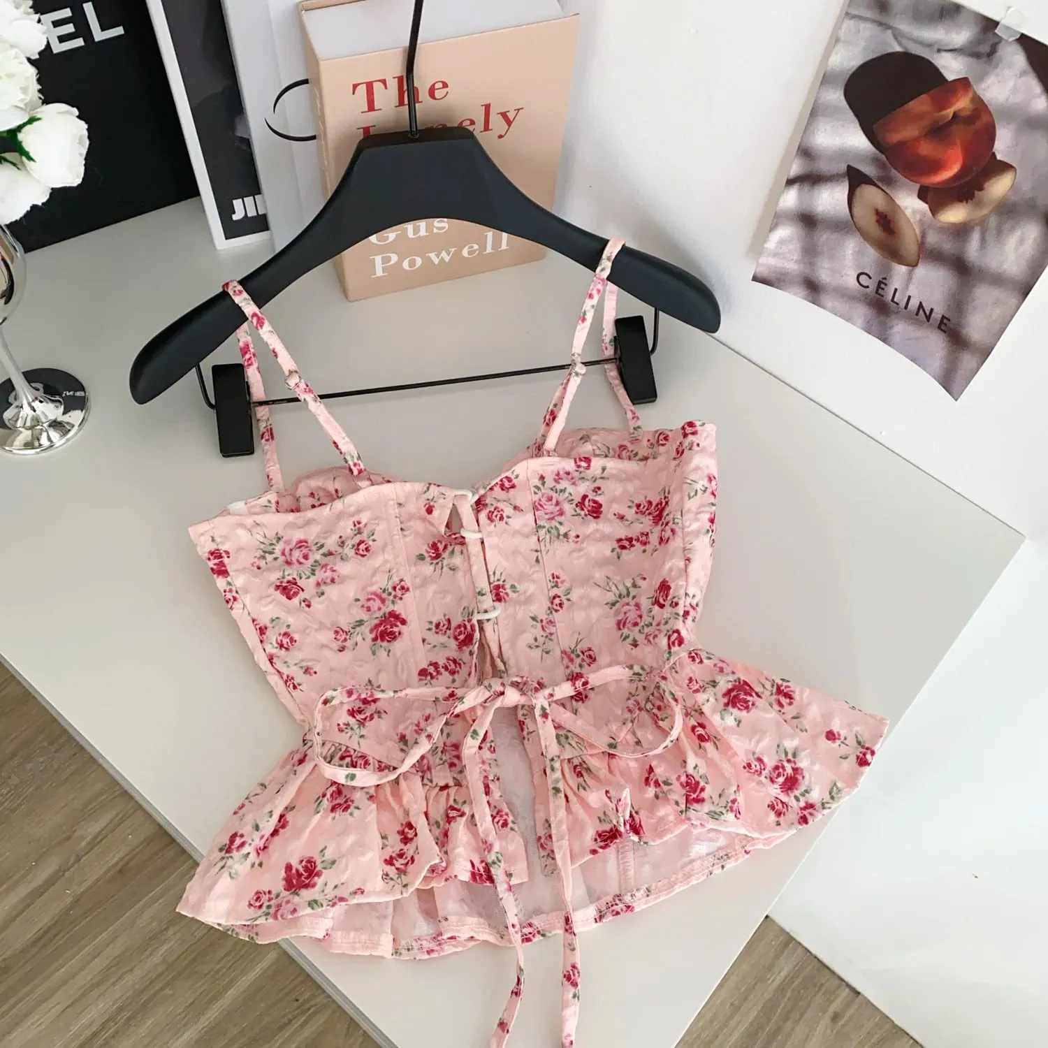 Corsetto francese Stampa Beach Canotta Donna Strap Irregolare Slim Hotsweet Camis e Top con Bretelline Streetwear Vacanza Bohe Sexy MIni Top — image 8