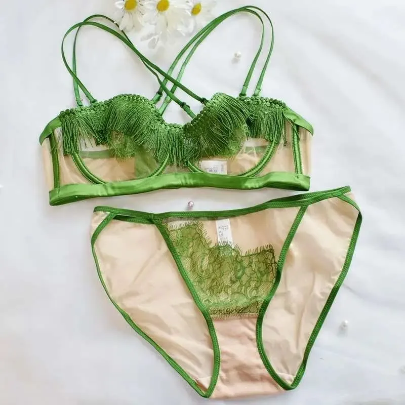 Light Luxury Sexy French Backless Bra Set - Sheer Mesh Minimizer Bralette Ultra-Thin Lace Lingerie Limited Stock Sale — image 3