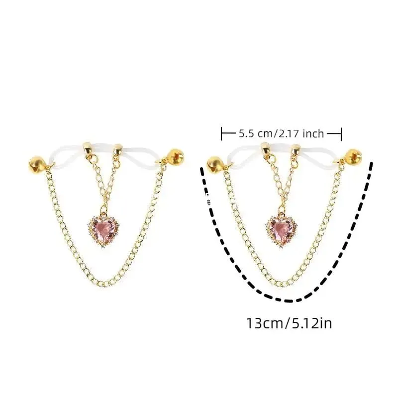 [NM]1 Pair Heart-shaped Gemstone Breast Clips Nipple Stimulator Sex Toys For Women Couple Nipple Clamps Adult Supplies[NM]