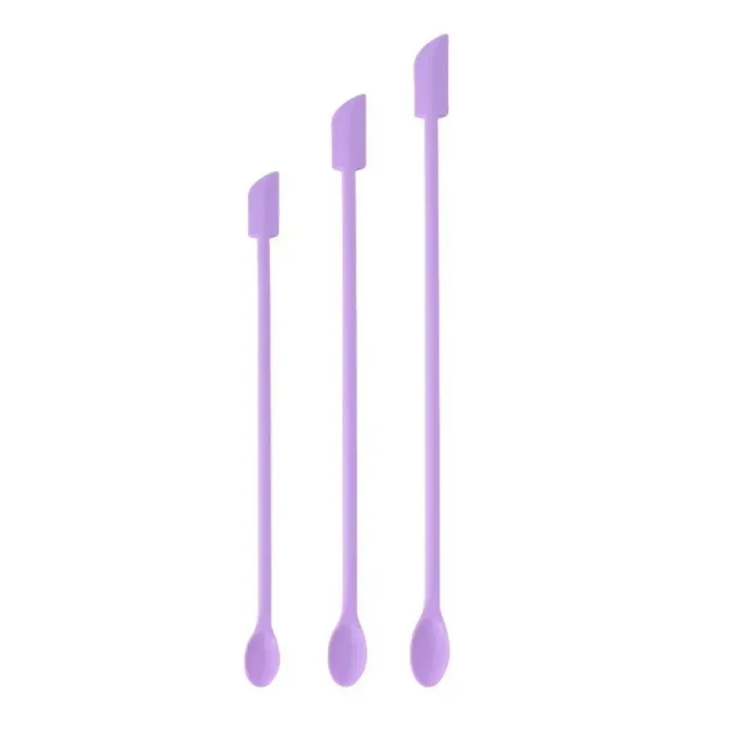 3pcs Pengikis Silikon Mini Mudah Alih Berus Topeng Muka Berus Dua Kepala Dipanjangkan Sudu Penggali Kosmetik Lembut Set Berus Solek