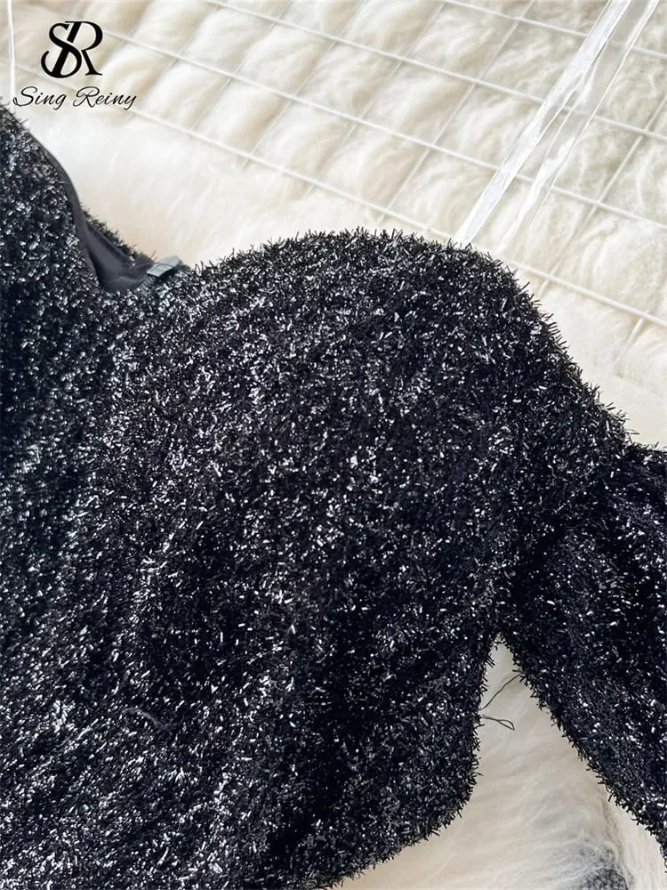 Abito da torta di alta qualità Cinturino alla moda con paillettes Pachwork Design a rete Donna Temperamento senza maniche Autunno Abito lungo lucido — image 4