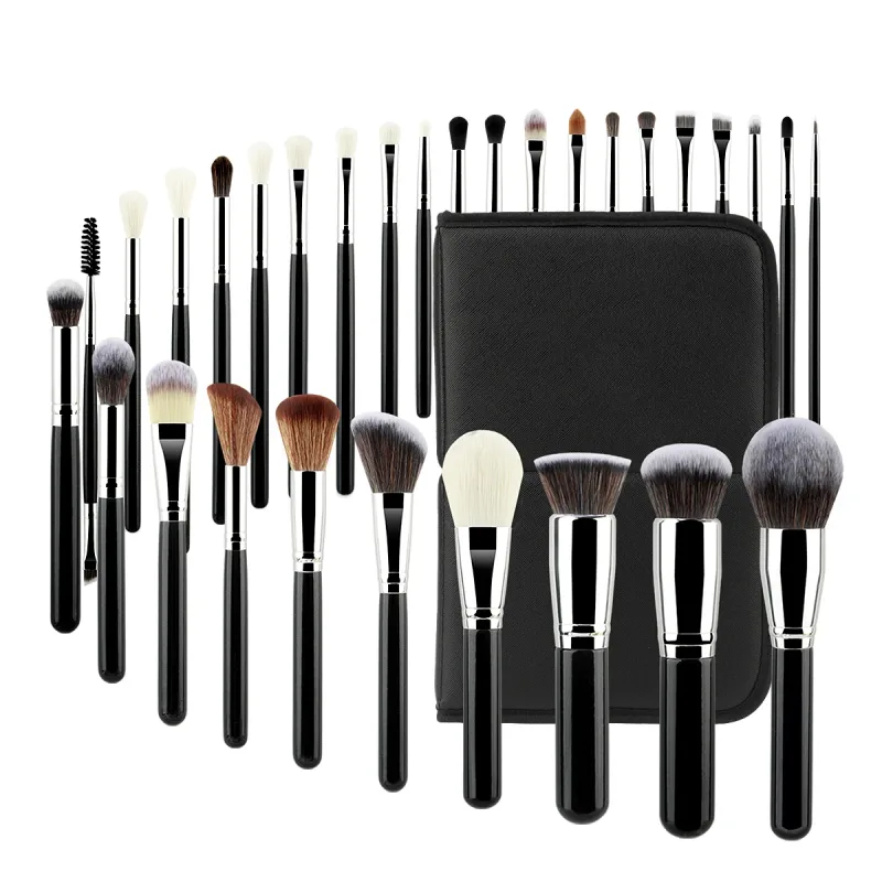30 stk professionelle makeup børster sæt med bærbar opbevaringstaske sort og hvid børster opfylder helt makeup behov