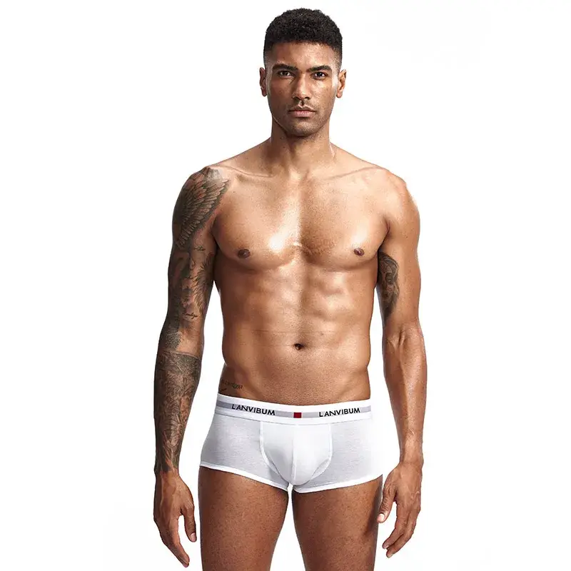 Men's Underwear Youth U Raised Low Waist Cotton Quadrangle Pants Solid Color Large Men's Shorts — image 2