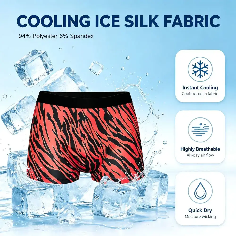 1/3Pcs 세트 남자의 얼룩말 인쇄 얼음 실크 복서 팬티 빠른 건조 통기성 3D 주머니 체육관 사무실 매일 착용에 대 한 Anti-Chafe 속옷 — image 1