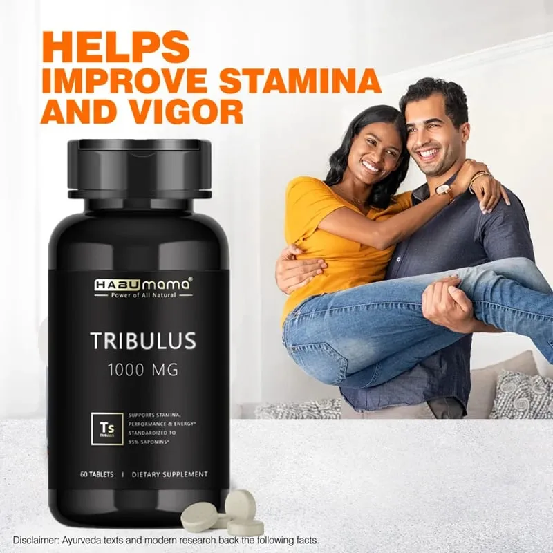 Tribulus Terrestris 1000 mg di estratto in polvere 60 compresse - Integratore per potenziare la resistenza maschile e prestazioni ad azione rapida — image 3