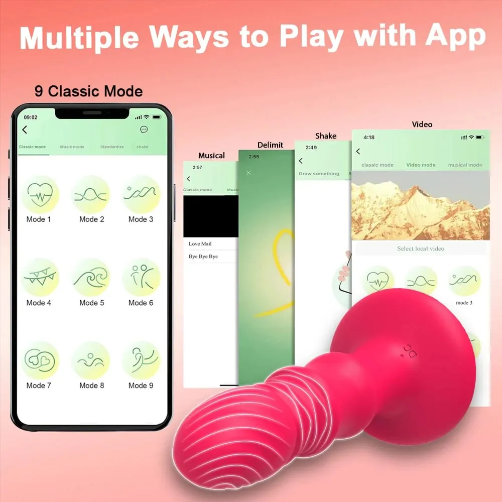 Uniseks Sumbat Anal Aplikasi Pemijat Getaran Remote Control Sumbat Bokong Getaran Teleskopik dengan Cangkir Isap Mainan Dewasa — image 6