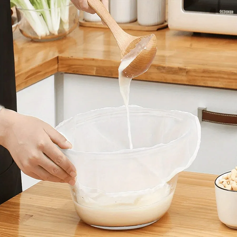 Beg Kain Keju Boleh Digunakan Semula-Penapis Mesh Halus untuk Jus Yogurt Kopi-Beg Penapis Kasa Selamat Makanan-Aksesori Memasak Dapur — image 7