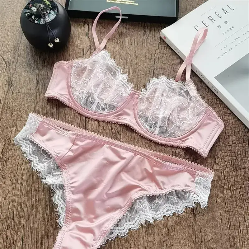 ผู้หญิงเซ็กซี่ชุดชั้นในชุดภาษาฝรั่งเศสคำ Ultra Thin Bra ชุด Patchwork ผ้าไหมชุดชั้นในสบาย Breathable Underwie Bras และกางเกงชุด — image 8