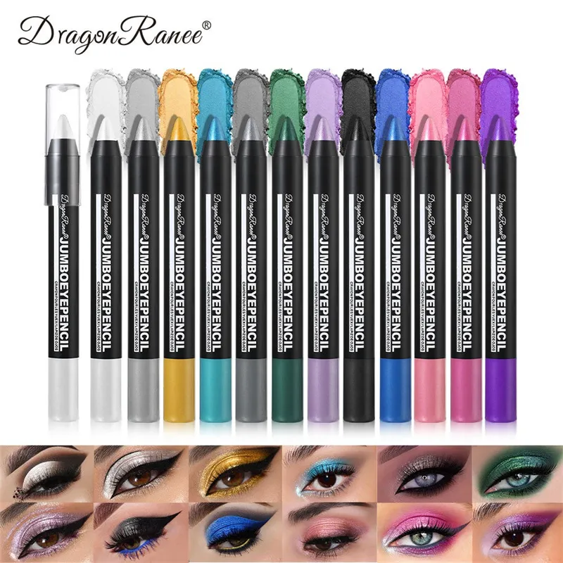 สีเขียวอายแชโดว์ดินสอกันน้ำ Pearlescent METALLIC Glitter Eye Shadow Stick ปากกาเน้นข้อความเครื่องมือแต่งหน้า Eye 12 สี — image 4