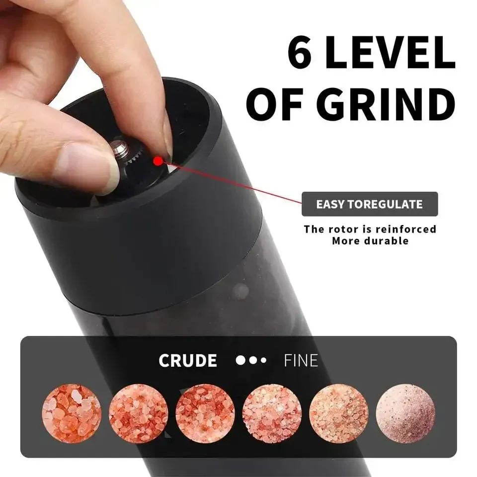 Conjunto elétrico automático de moedor de sal e pimenta, recarregável com usb, moedor de especiarias ajustável, ferramentas de cozinha — image 6