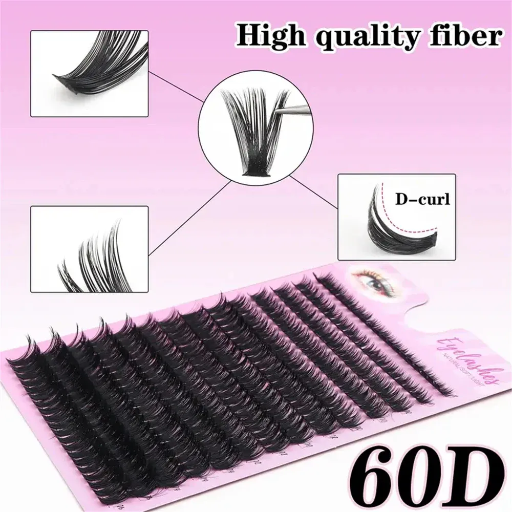 80D Faux Mink Cluster Lashes D Curl Volumen Individuelle vippeklynger Bløde segmenterede falske øjenvipper DIY Naturligt øjenmakeupværktøj — image 2
