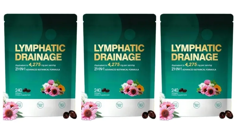 Sistem Kapsul Drainase Limfatik 21 in 1 4275mg Mendukung 240 Gel Lunak dengan Campuran Herbal dan Dandelion Burdock & Kunyit — image 9
