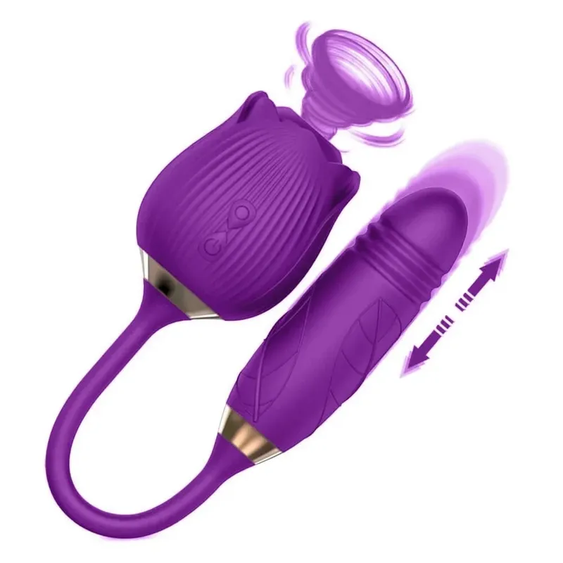 3in1 Thrusting Anal Vibrator Female Rose Sucking Clitoris Stimulator Dildo Licking Vagin Massager Masturbator Sex Toys for Women — image 7