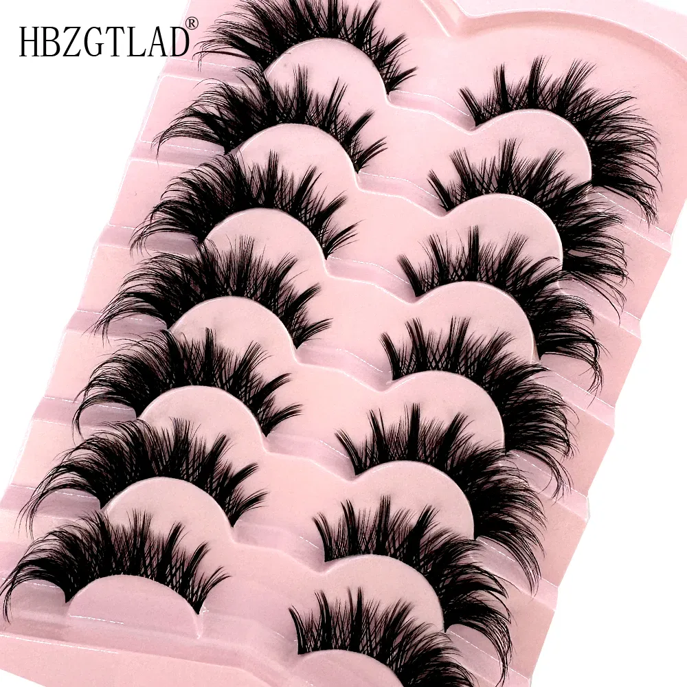 7/8 Paar Katzenaugen-Wimpern, Manga-Wimpern, 3D-Wimpern mit klarem Band, natürlich, halbe Wimpern, verlängerte Nerz-Wimpern, flauschige Wimpern — image 4