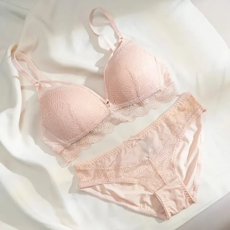 Slip reggiseno in pizzo senza fili da donna Set spalline sottili regolabili Abito intimo quotidiano traspirante e morbido 3 colori disponibili — image 9
