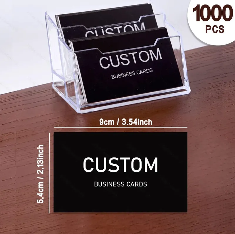 200/500/1000pcs Kad Boleh Disesuaikan Kad Perniagaan Diperibadikan dengan Kotak Penyimpanan Akrilik Filem Matte Terima Kasih Jemputan — image 10