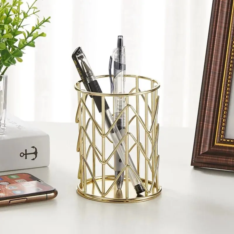 Kosmetika Sminkborstar Förvaringslåda Cylindrisk Etui Förvaring Läppstift Borst Pennhållare Organizer Smidesjärn Penna Förvaring — image 6