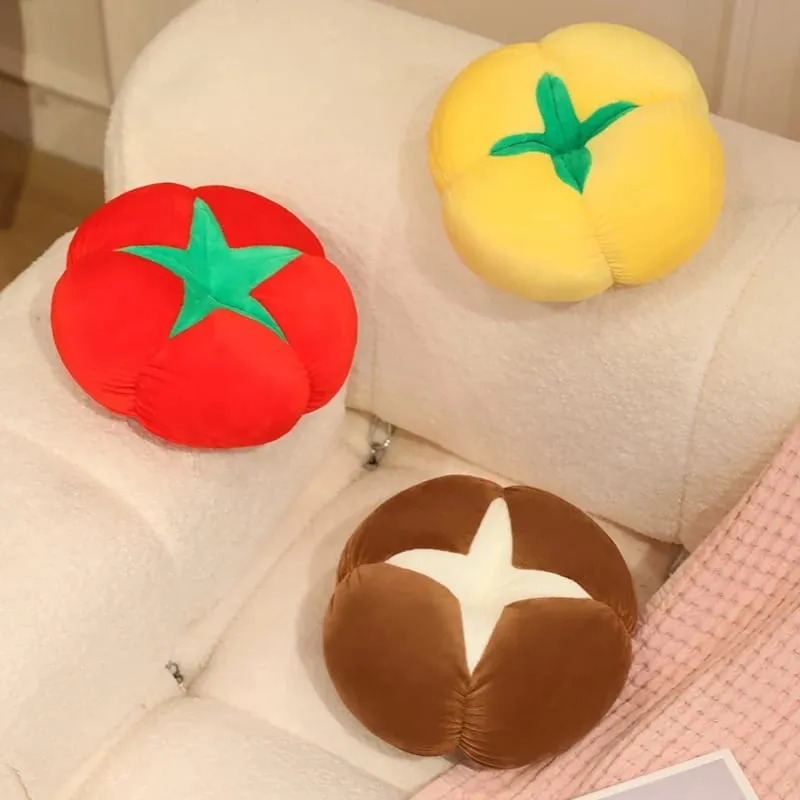 Kawaii simulace Veggie Ovocný plyšový polštář Tomel Houba Shiitake Rajče Měkký dekor Polštář do ložnice Dárek na pohovku
