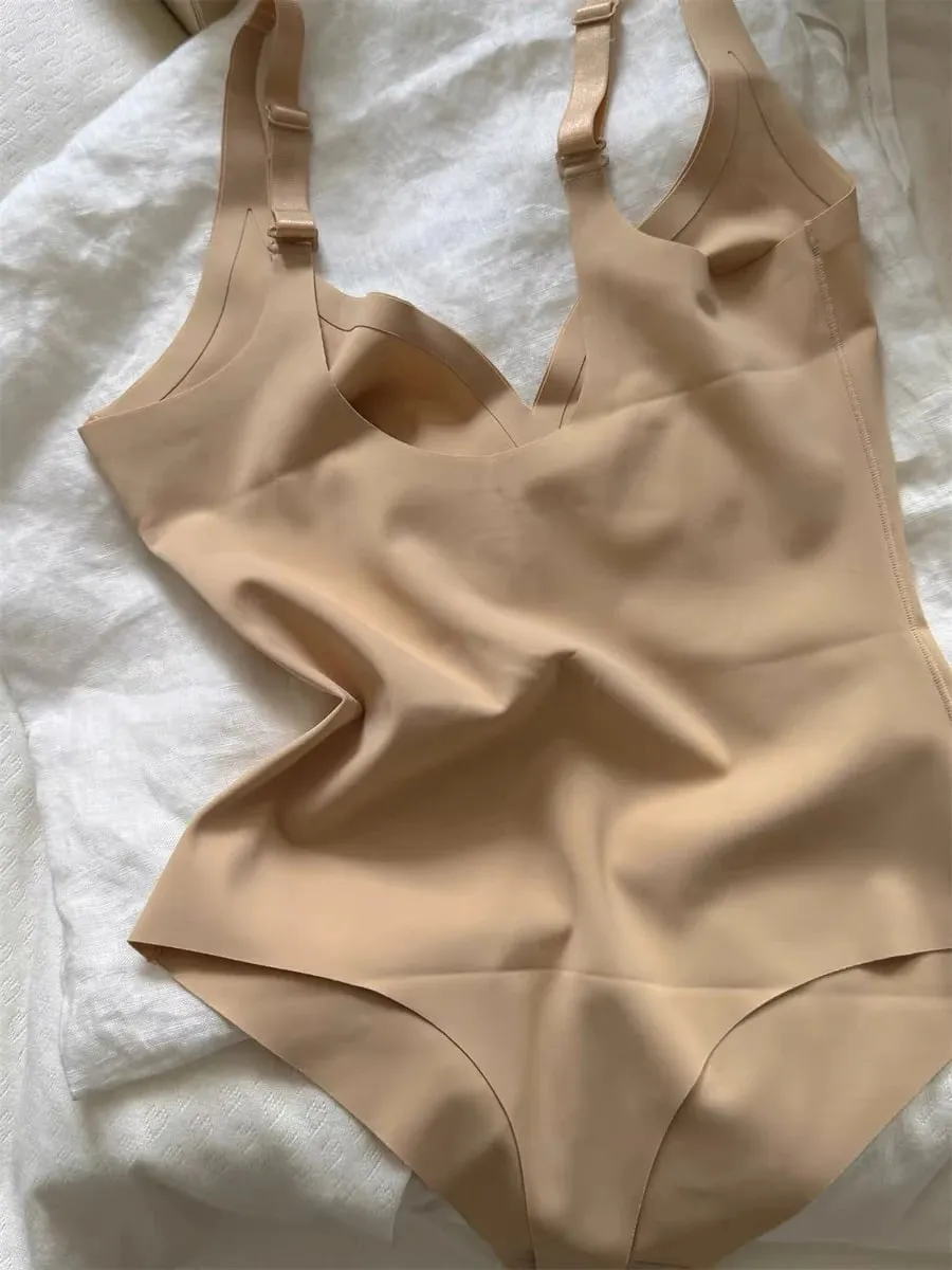Sem costura shapewear bodysuit mulher sólida ultra-fino u-back bodysuit feminino alta elasticidade magro camisola de uma peça roupa interior novo — image 4