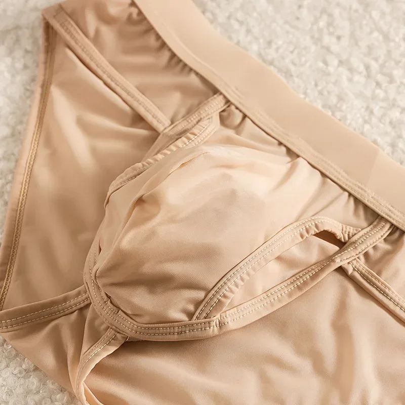 Open Front Fly Pouch Underwaer Men Scrotal Support Sports Briefs Ice Silk Breathable Underpant Bullet Separate Healthy Panties — image 8
