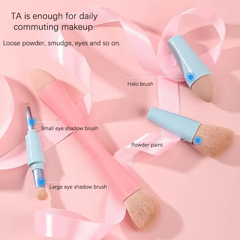 【B】1 pezzo 4 in 1 portatile da viaggio multitasker strumenti di bellezza pennelli per trucco set di pennelli per trucco rimovibili pennelli per trucco — image 4