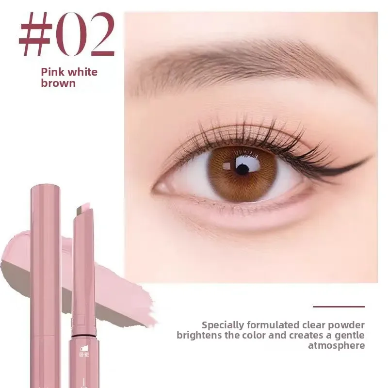 Pensil Bayangan Sorotan Matte Bawah Mata Dua Warna Krim Pencerah Coklat Krem Telanjang Pena Sal Eyeliner Ulat Sutra Berbohong — image 8