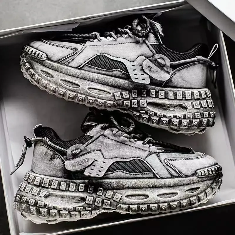 Herren-Turnschuhe mit erhöhter Plattform, lässig, Mikrofaser-Leder, Stoff, Reifensohle, Designer-Turnschuhe, kostenloser Versand — image 4