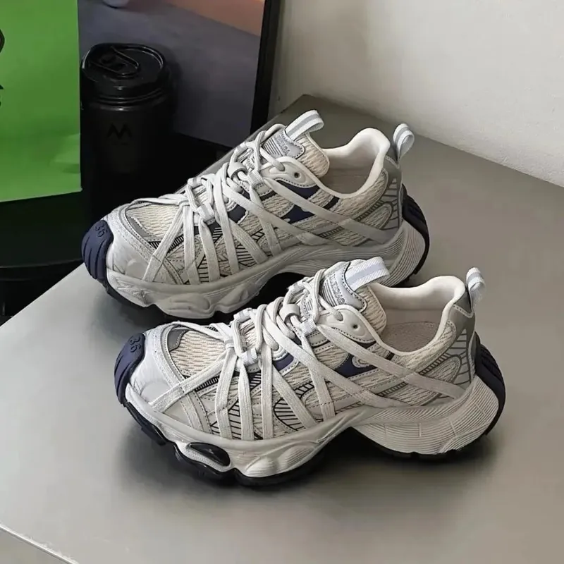 Frühling Sommer Neue Stil Männer Frauen Papa Schuhe Dicken Boden Netto Oberfläche Sport Schuhe Trendy Vielseitig Atmungsaktive Krawatte Schuhe — image 8