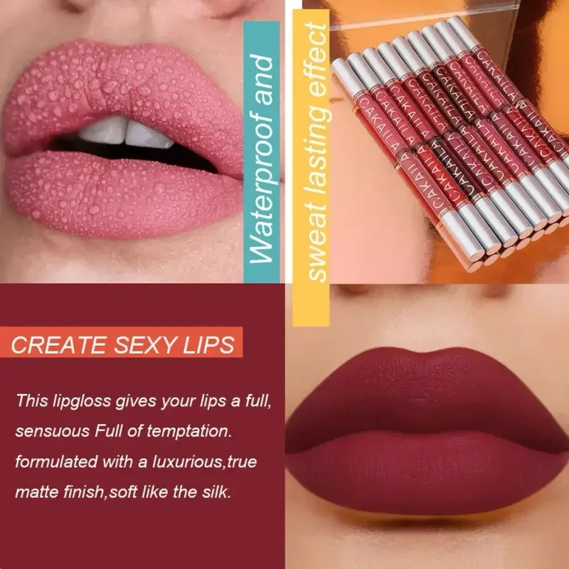 Lip Gloss Waterproof Matte Liquid Gincu Tahan Lama Baldu Lipgloss Tiub Tint Pigmen Bogel Kosmetik Makeup Bibir — image 3