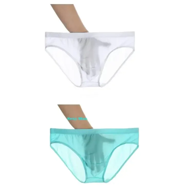 2PCS Ultra Thin Ice Silk กางเกง Plus ขนาด M-4XL สีทึบเยาวชนโปร่งแสงต่ำเอว Breathable เซ็กซี่ชายกางเกง — image 18
