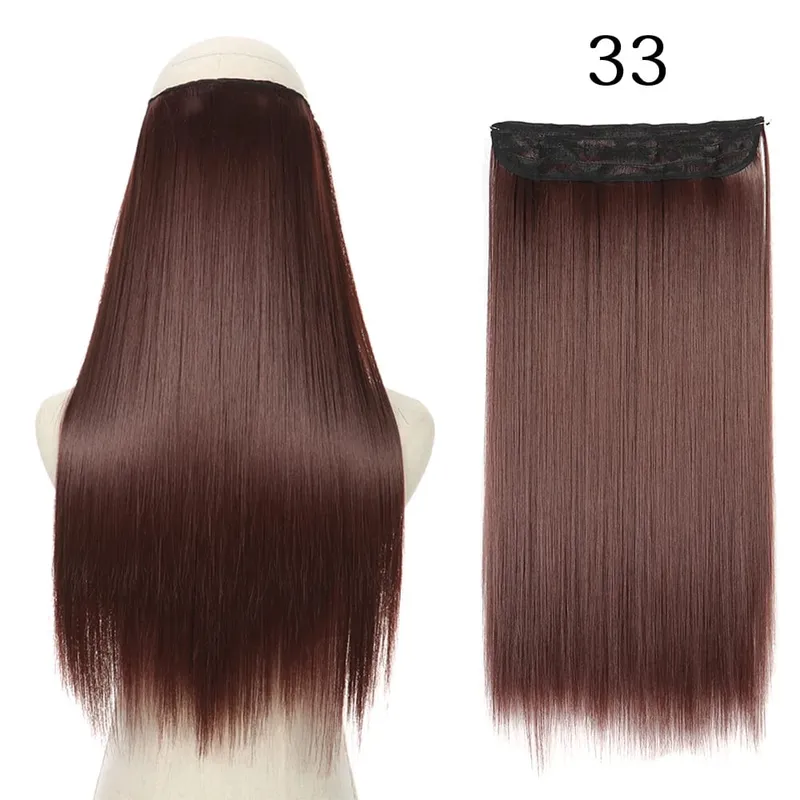 Synthetic Long Straight No Clip Invisible Line Hair Extensions 40 55 80cm Natural Brown Blonde Fake Hairpiece For Women