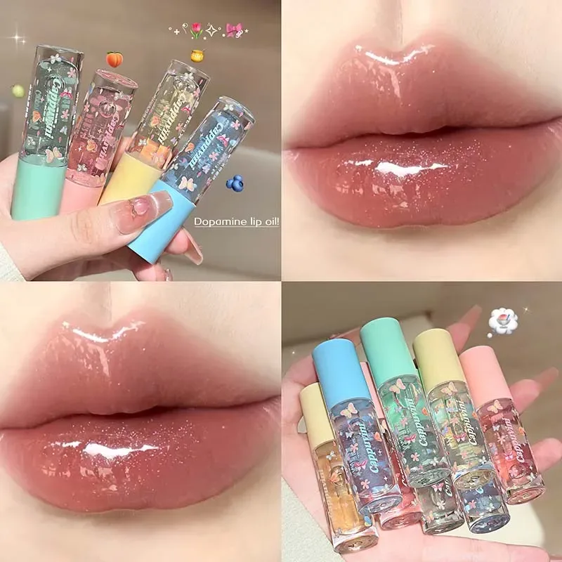 Pelembap Air Lip Gloss Ringan Berkilau Transparan Jeli Cermin Lip Glasir Jernih Hidrasi Menepuk-nepuk Lip Gloss Riasan — image 4