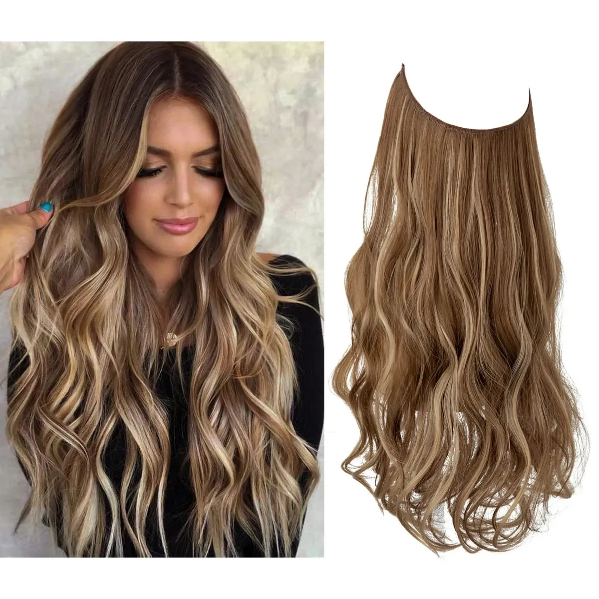 Premium Synthetic Invisible Wire With Clips Natural Hair Extension False Long Wavy Daily Use Clip In Hair Piece For Women — image 21