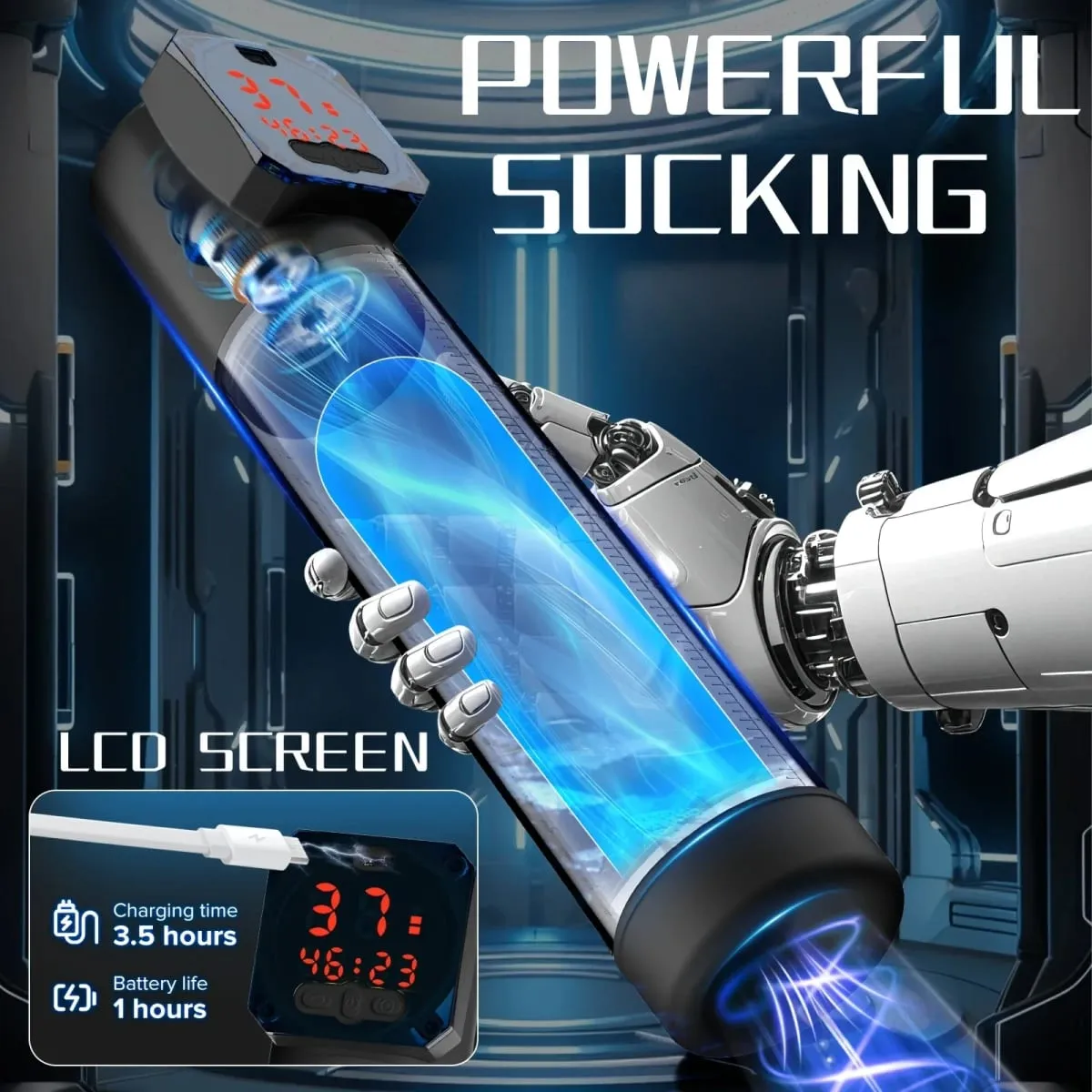 Electric Male Masturbators Penis Pump Vacuum Suction Vibrator 5 Suction 6 Training Mode Waterproof Digital Display Adult Sex Toy