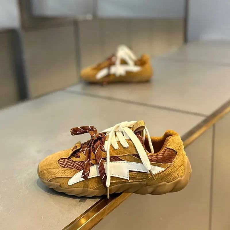 Vintage สีดำหนา Soled Patchwork รองเท้าผ้าใบบุรุษฤดูใบไม้ผลิ Breathable Jogging รองเท้า Low-top Lace-up Sporty รองเท้าฤดูร้อน — image 3