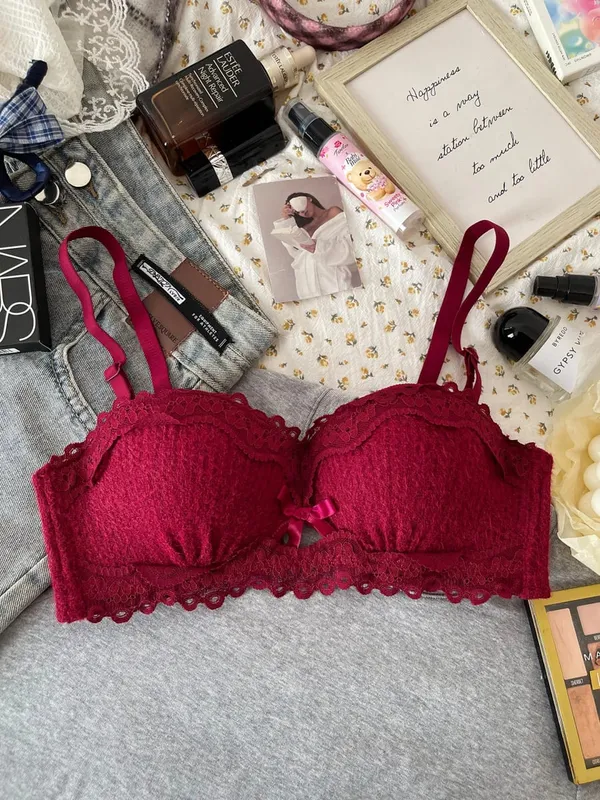Ensemble de Lingerie en dentelle, soutien-gorge rembourré Non filaire, demi-tasse, petit buste, sous-vêtements Sexy Anti-affaissement pour femmes, toutes saisons, bonnet S-XLAB, nouvelle collection — image 19
