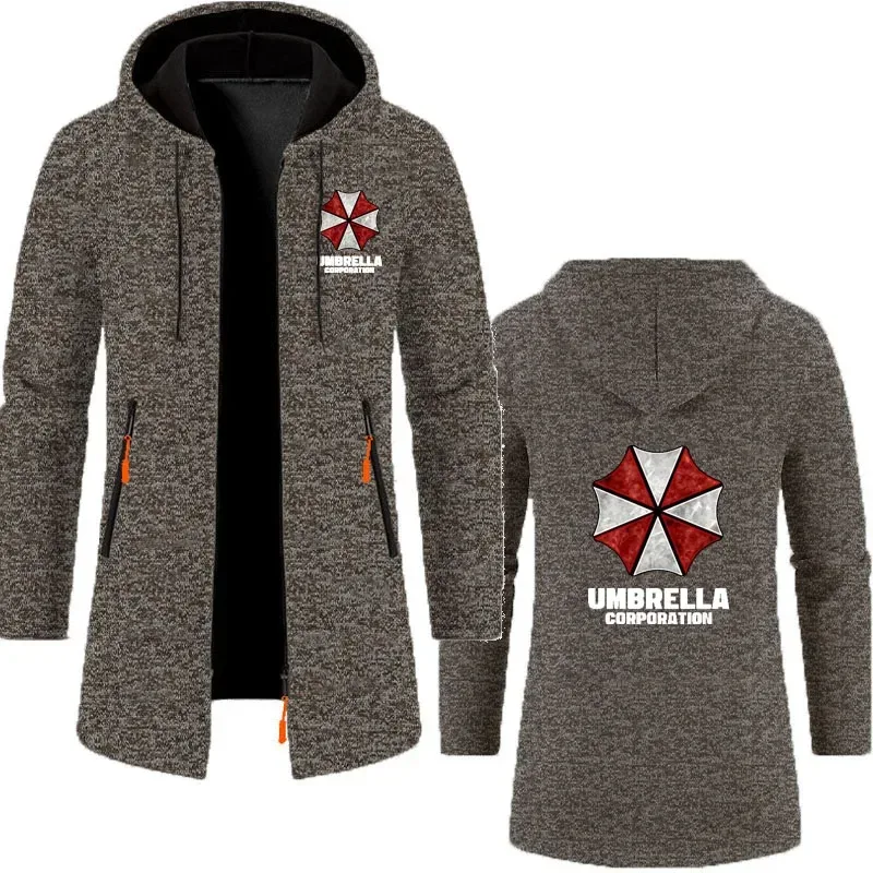 Umbrella company Men's long Hoodies Spring And Autumn Solid Color Zipper Pullover Comfort Harajuku Top Sweatshirts — image 7