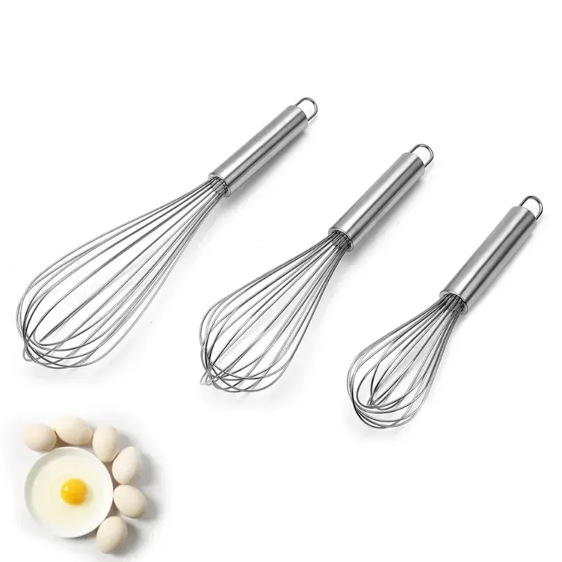 6/8/10/12inch Stainless Steel Egg Stirring Balloon Whisk Manual Egg Beater Mixer Kitchen Baking Utensil Cream Butter Whisk — image 2