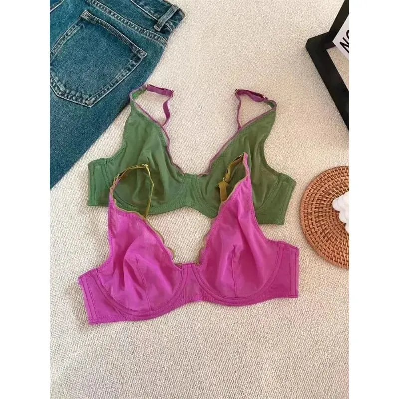 Set di reggiseno a coppa piena da donna di nuovo arrivo Set di biancheria intima comfort quotidiano ultra sottile minimizzatore supporto sexy anti-cedimento laterale sottile ABCD — image 4