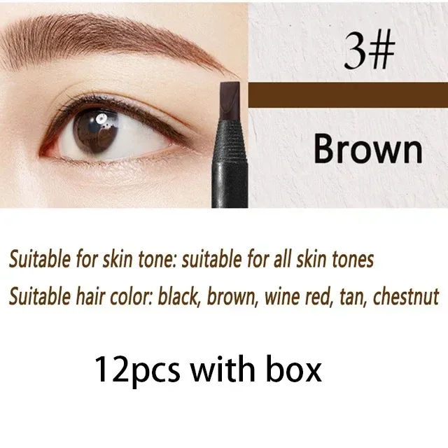 6/12PCS ดินสอเขียนคิ้ว Hard Core ขายส่งแต่งหน้าดึงสาย Haozhuang ยี่ห้อถาวร Peel off สีขาวสีดำกันน้ำธรรมชาติ — image 12