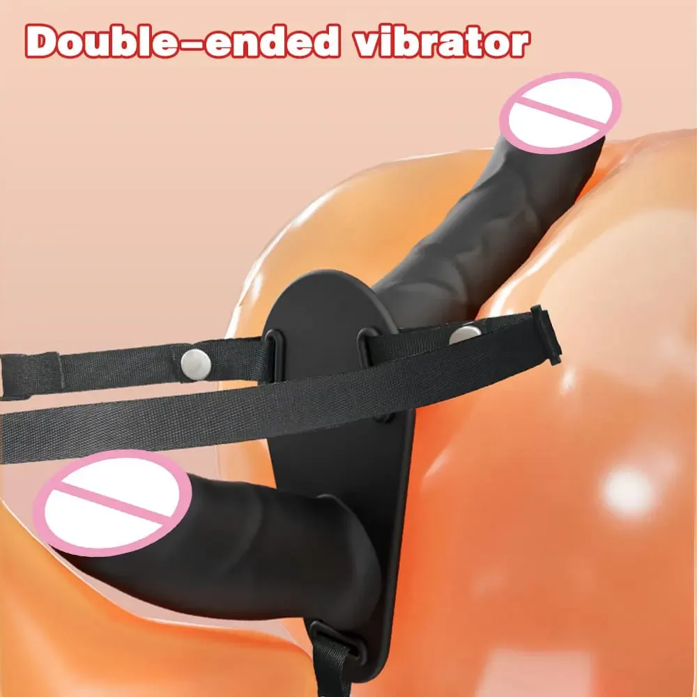 قضيب اصطناعي مزدوج الرأس يمكن ارتداؤه قضيب اصطناعي كهربائي هزاز للمثليات تهتز ألعاب جنسية حزام على حزام قضبان اصطناعية لفتاة — image 3