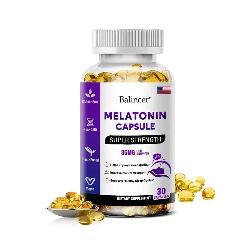 Enthält 35 mg Melatonin-Kapseln – Verbessert Schlaflosigkeit, fördert Schlafqualität und Wachsamkeit und hilft beim tiefen Schlaf. 120 Kapseln — image 8