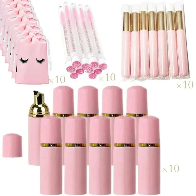 40pcs Empty Lash แชมพูขวดและชุดแปรงปั๊มโฟมและจมูก Pore แปรงทำความสะอาดลึก Eyelash EXTENSION TUBE — image 7