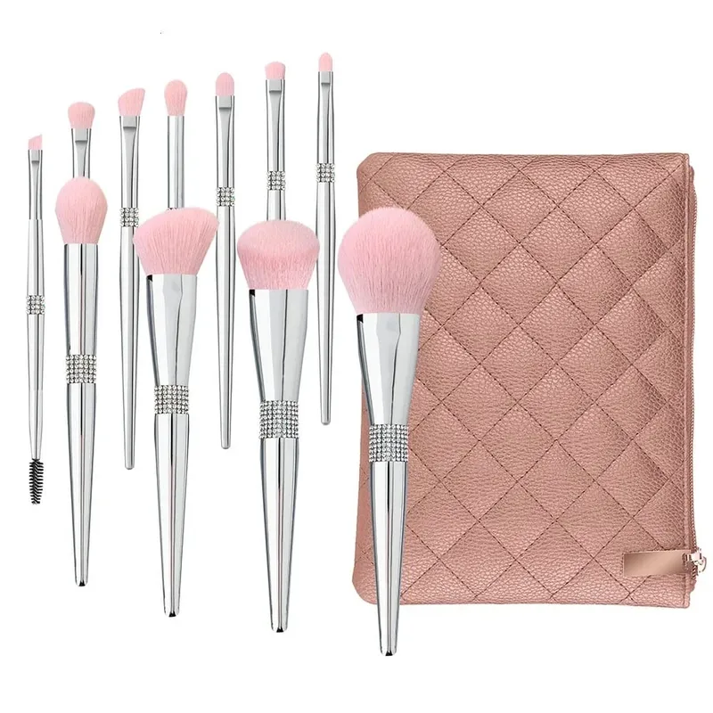 Juego de 10 Uds de brochas de maquillaje de diamantes, herramienta de mezcla de cosméticos, base en polvo, colorete, resaltado, sombra de ojos, cepillo para cejas y pestañas — image 11