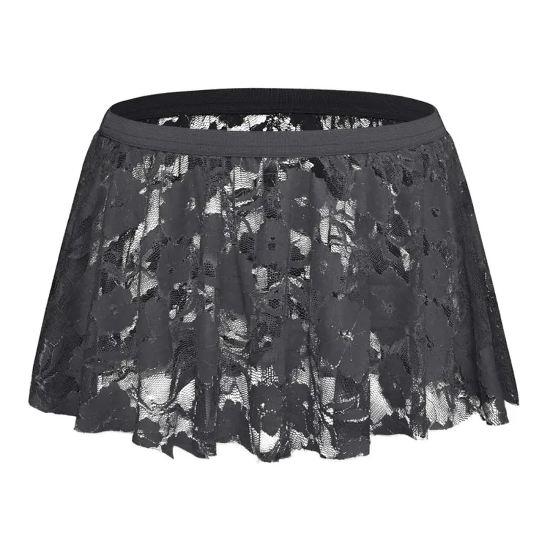 Jupe en dentelle unie pour hommes, maille transparente, pour Lingerie basse, jupes plissées, transparente, bas moulant pour soirée — image 6